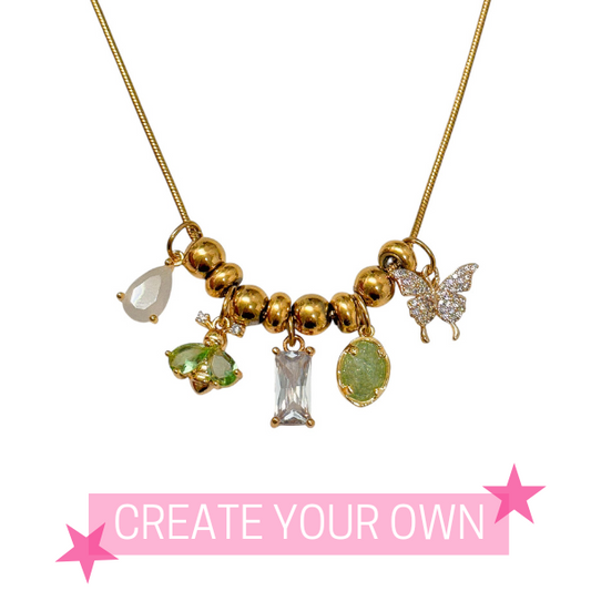 .THIN BEADED CHARM NECKLACE