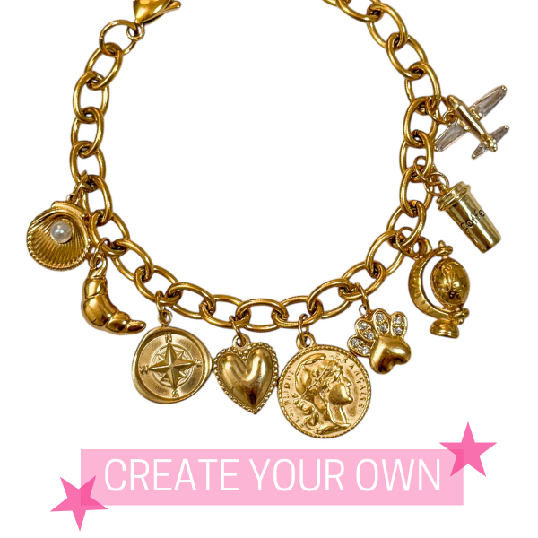 THICK LINKED CHARM BRACELET