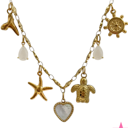 THIN LINKED CHARM NECKLACE