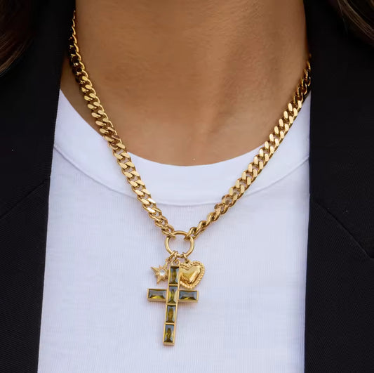 OLIVE GROW CROSS NECKLACE