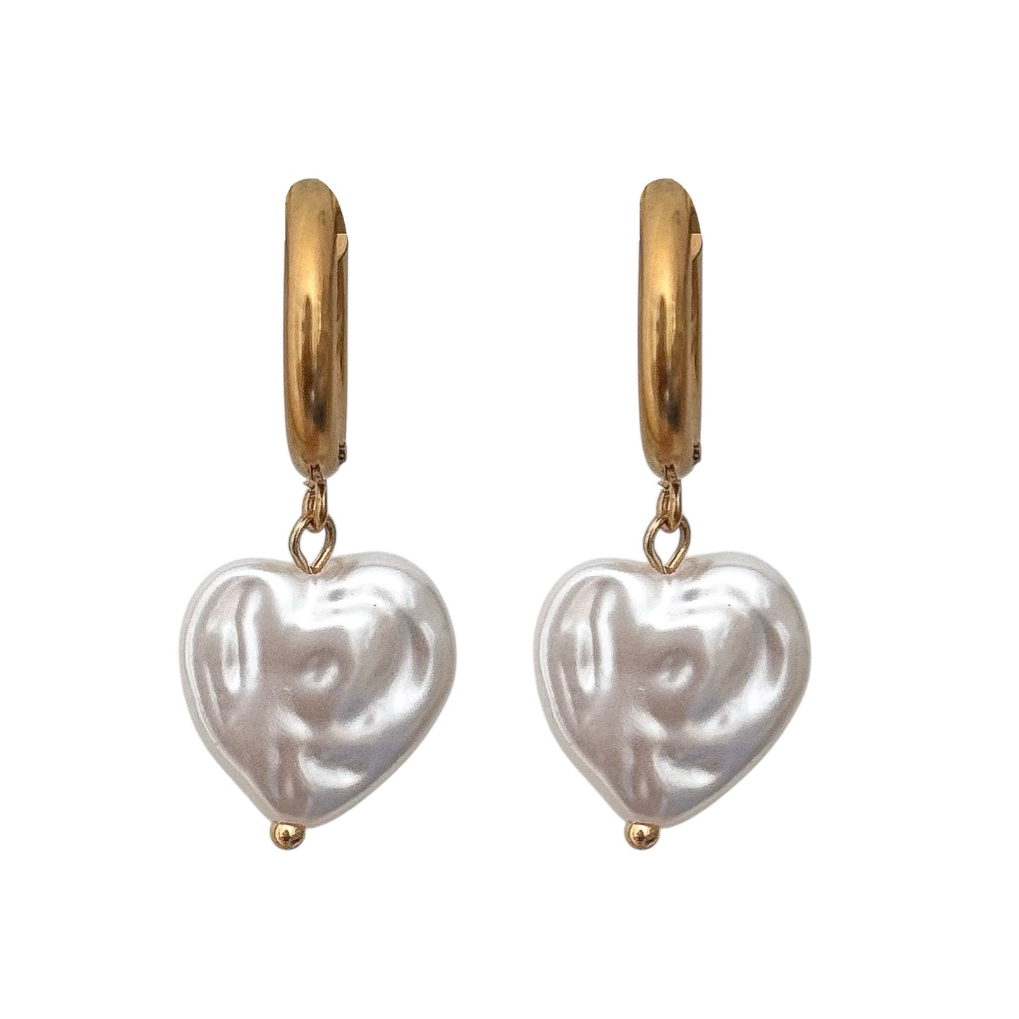 HEART PEARL HOOP EARRINGS