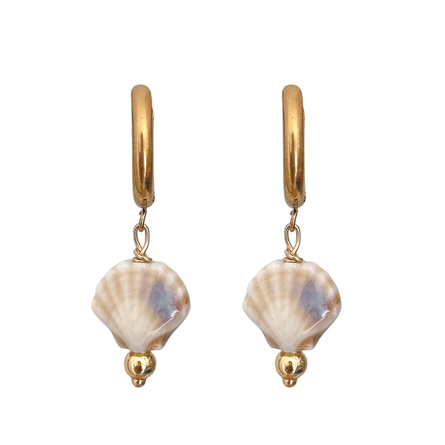 CREAM SHELL HOOP EARRINGS