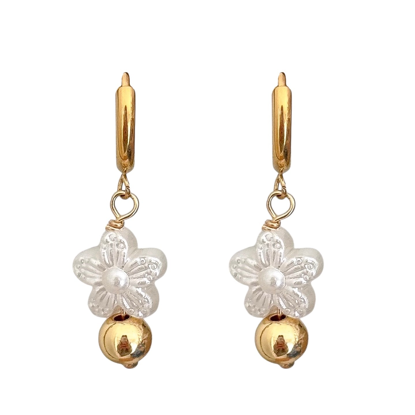 PEARL FLOWER HOOP EARRINGS