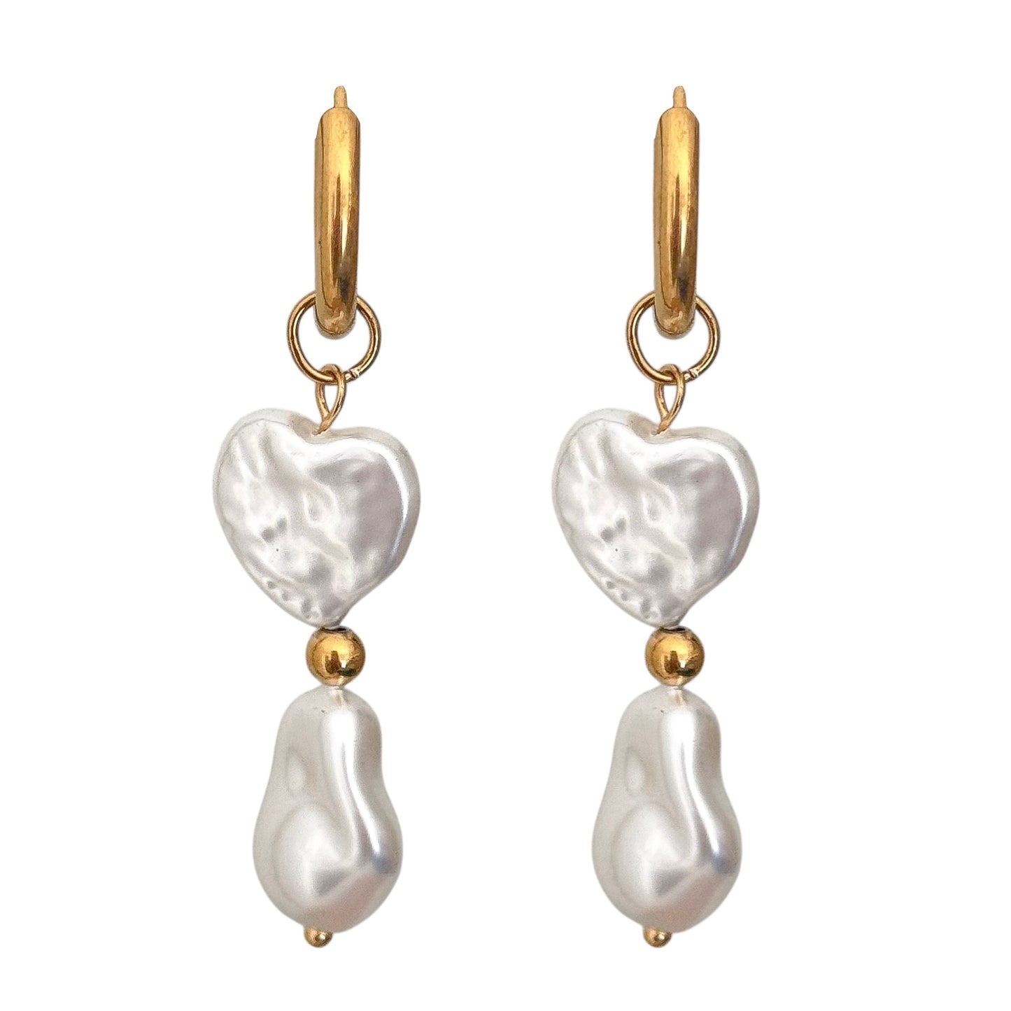 PEARL HEART HOOP EARRINGS