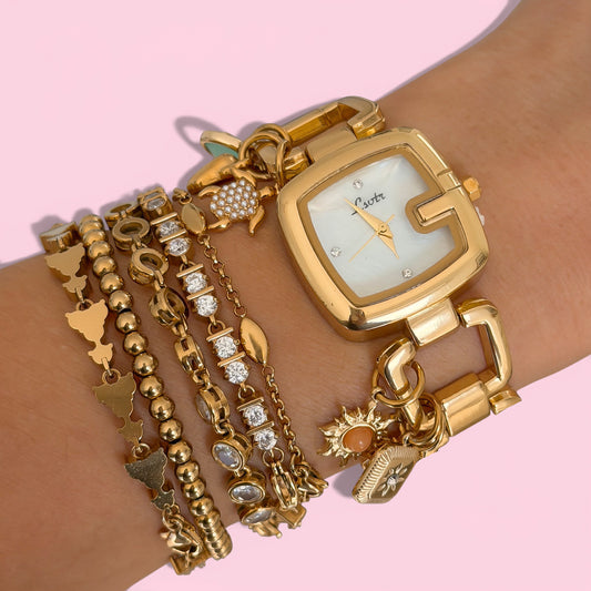 GOLD CLUSTER CHARM WATCH