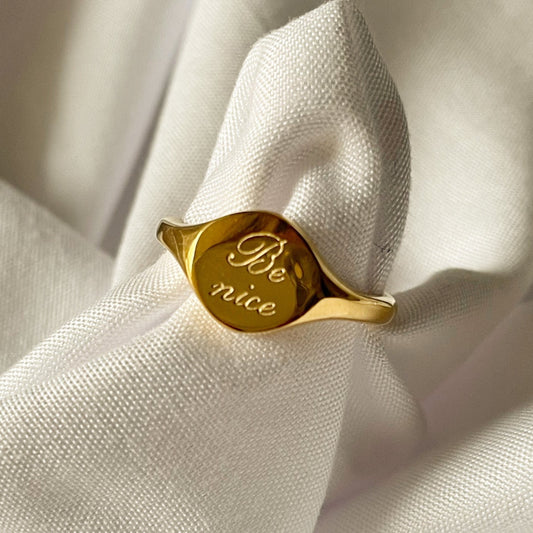 Gold 'Be Nice' Ring