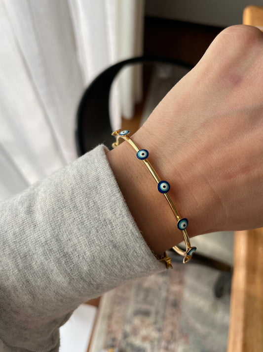 Evil Eye Studded Bangle Bracelet