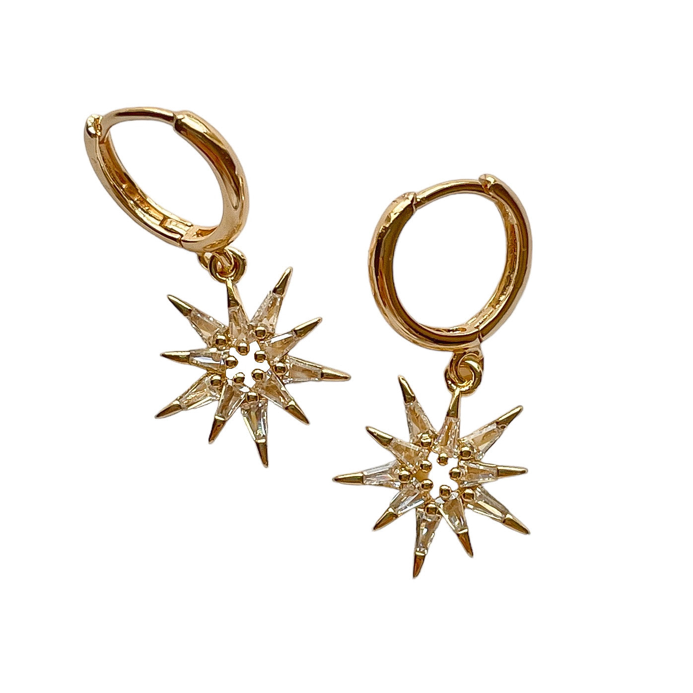 GOLD CRYSTAL STAR HOOPS