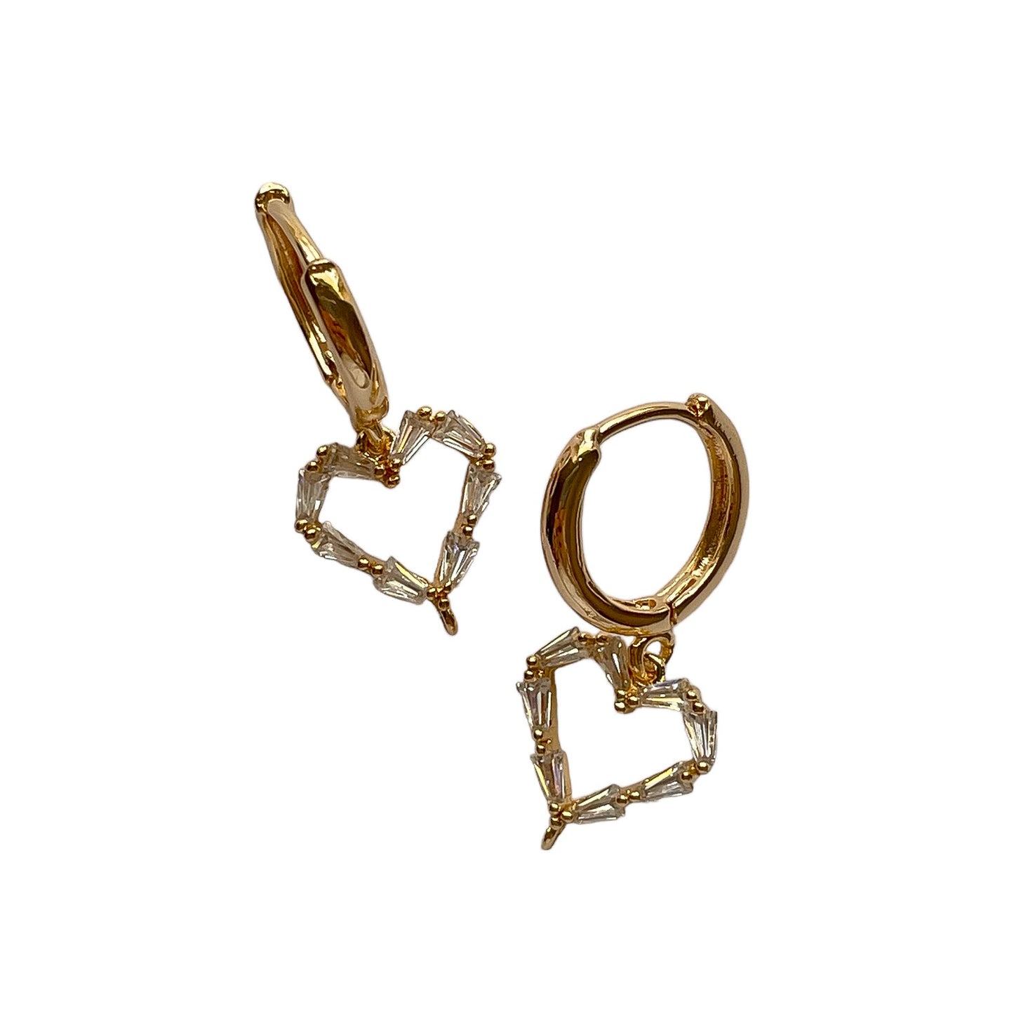 GOLD DAINTY HEART HOOPS