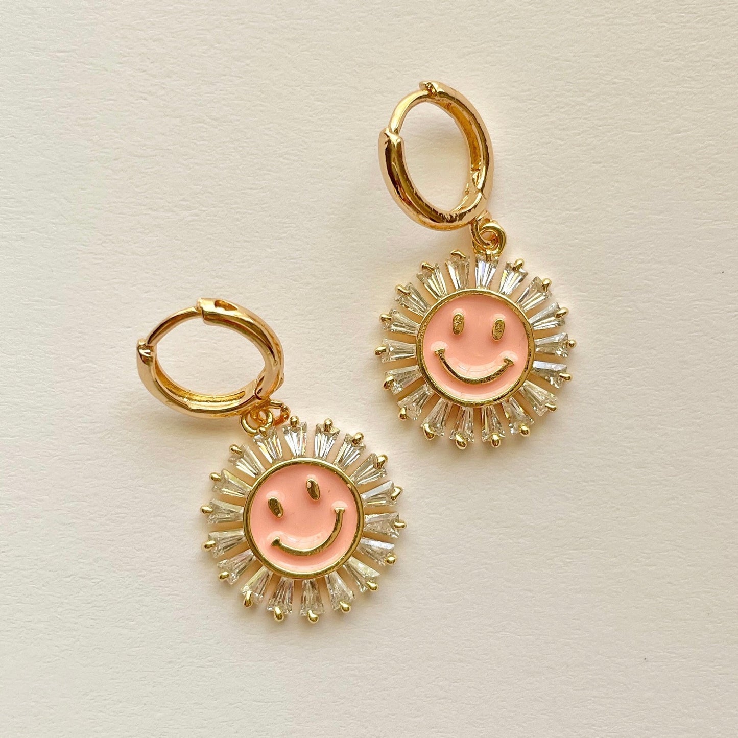 PINK SMILEY FACE HOOPS