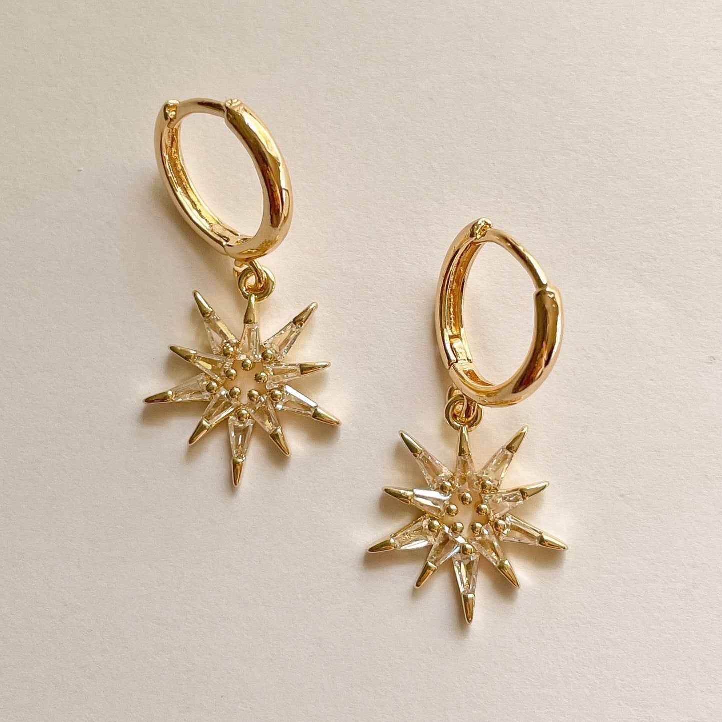 GOLD CRYSTAL STAR HOOPS