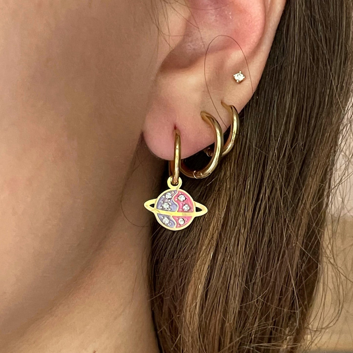 PINK + PURPLE PLANET HOOPS