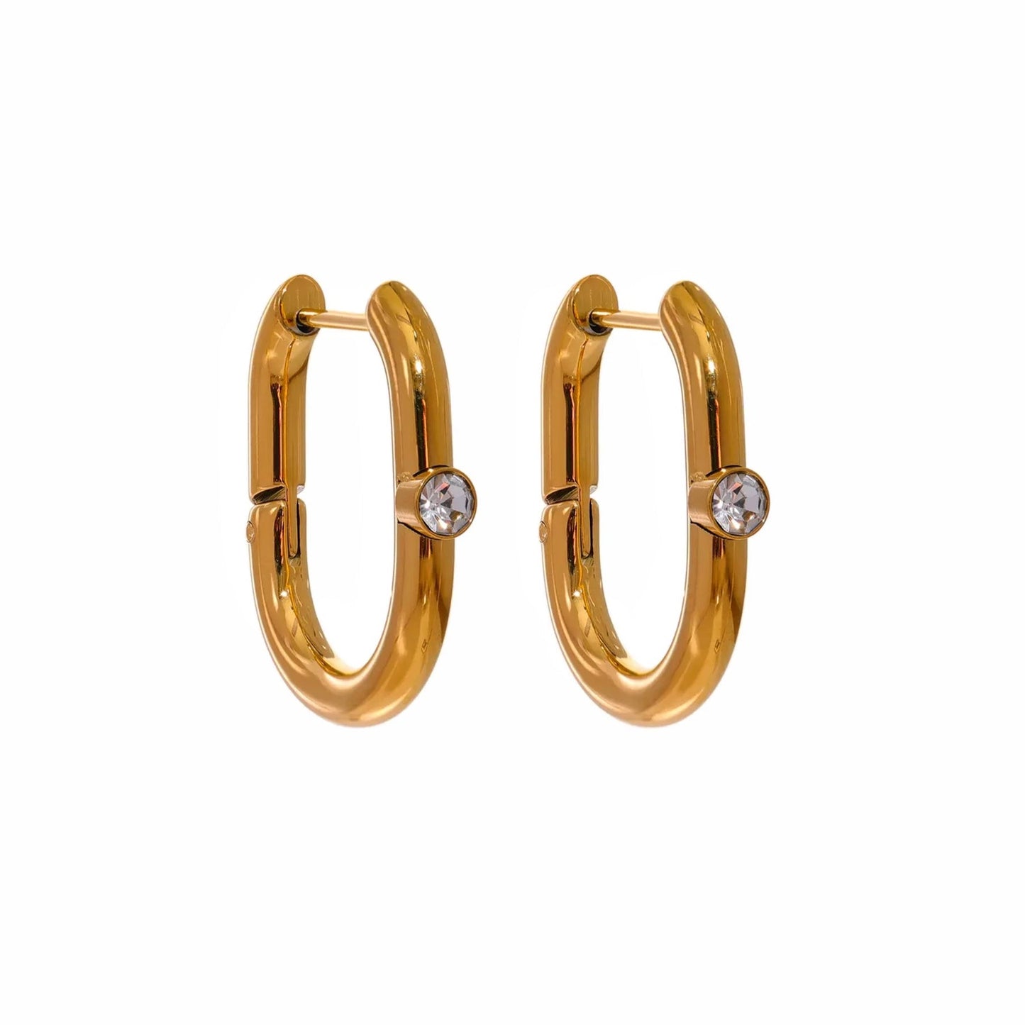 GOLD CYRSTAL OVAL HOOPS