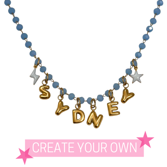 BEADED NAME CHARM NECKLACE