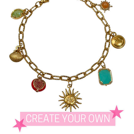 THIN LINKED CHARM BRACELET