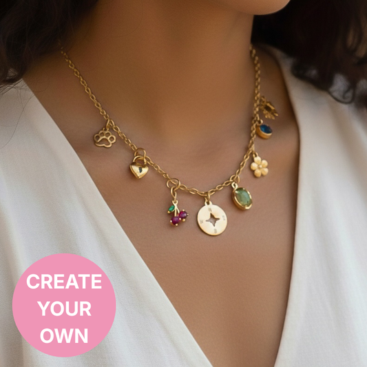 THIN LINKED CHARM NECKLACE