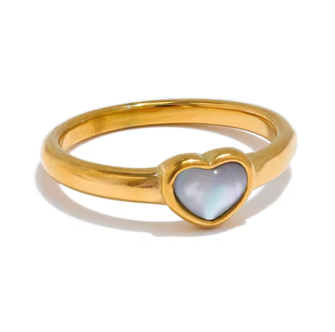 PEARL HEART RING