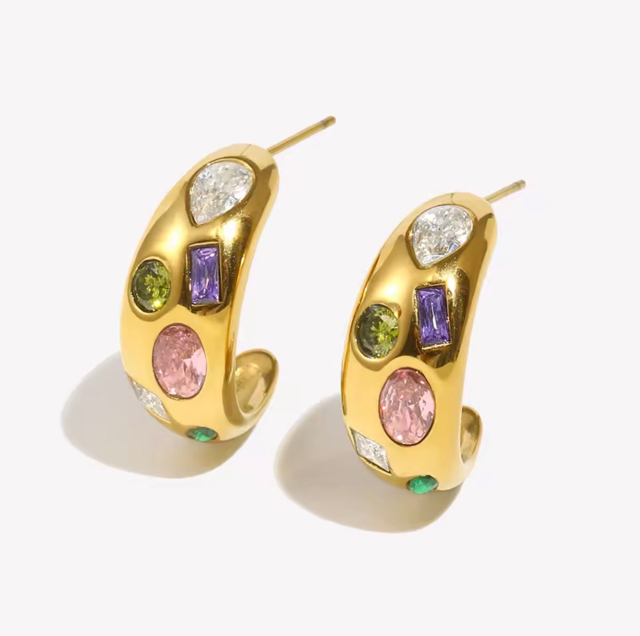 GEM HOOP EARRINGS