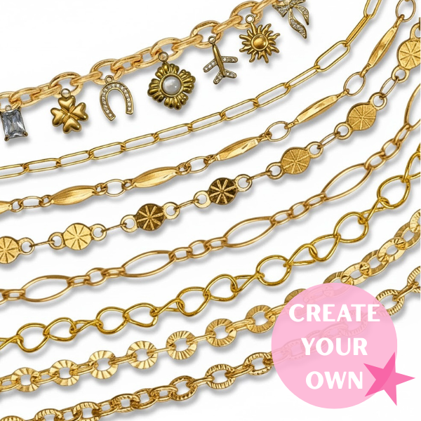 THIN LINKED CHARM NECKLACE