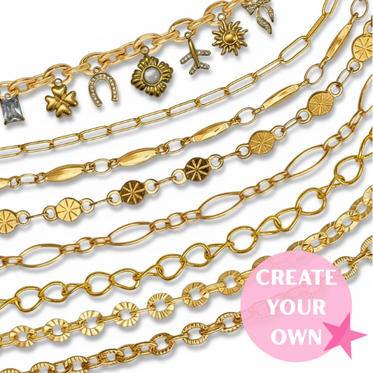 THIN LINKED CHARM NECKLACE