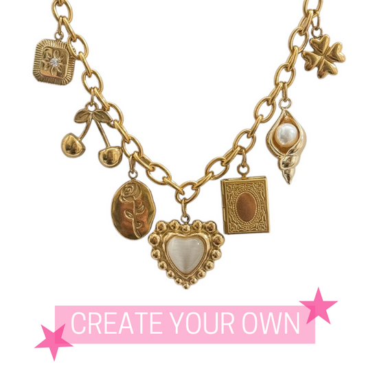.MID LINKED CHARM NECKLACE
