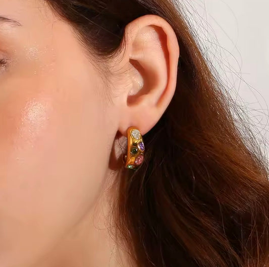 GEM HOOP EARRINGS