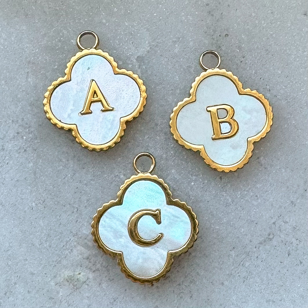 CLOVER PEARL INITIAL CHARM