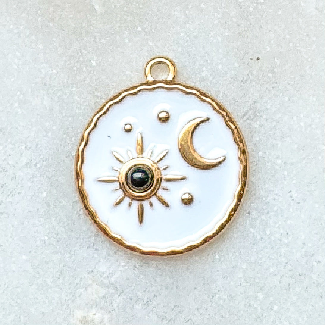 WHITE MOON + SUN CHARM