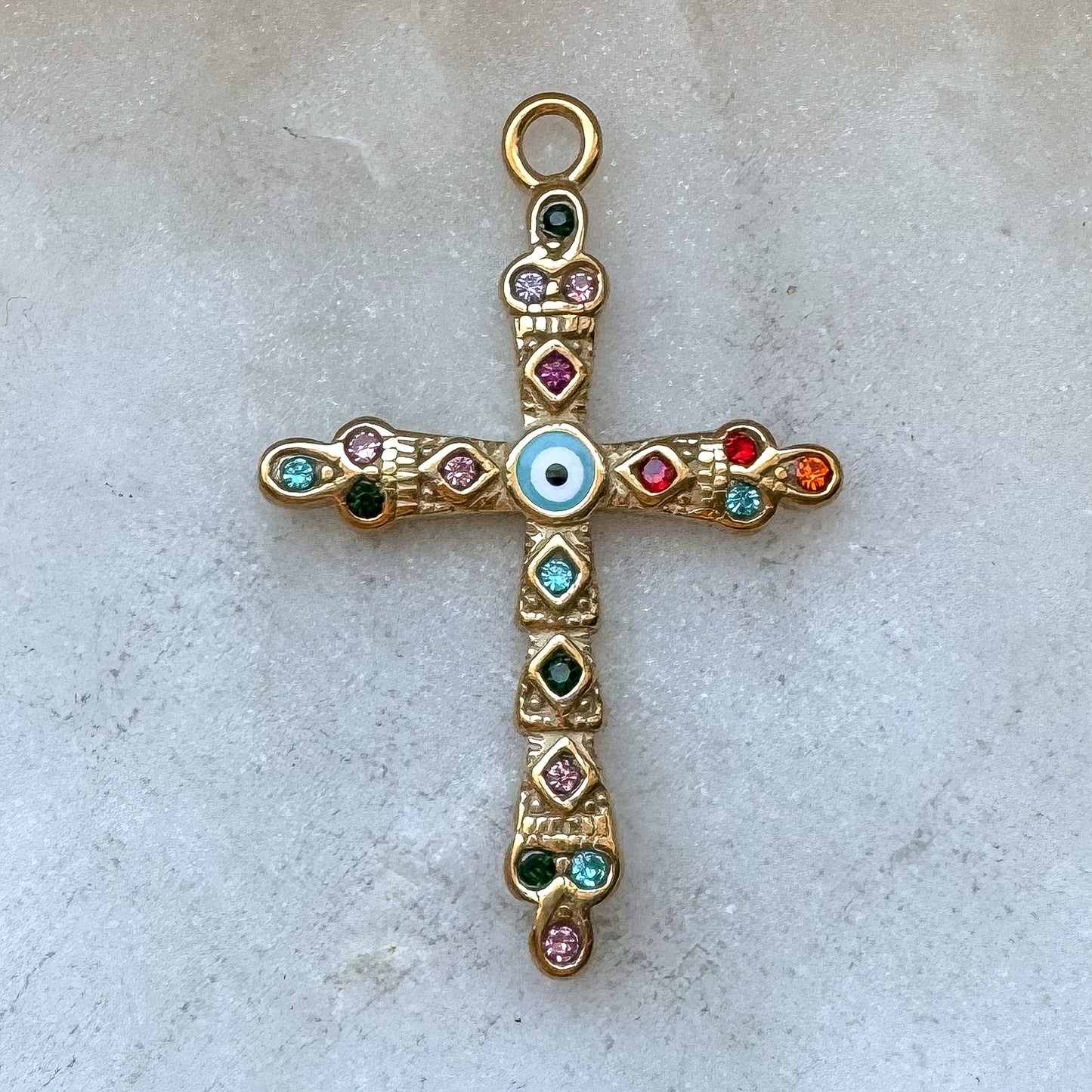 EVIL EYE CROSS CHARM