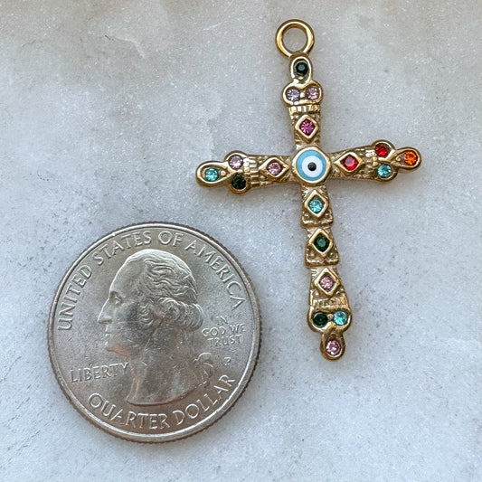 EVIL EYE CROSS CHARM