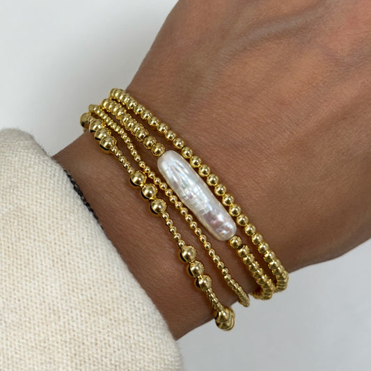 PEARL GOLD BEAD BRACELET SET