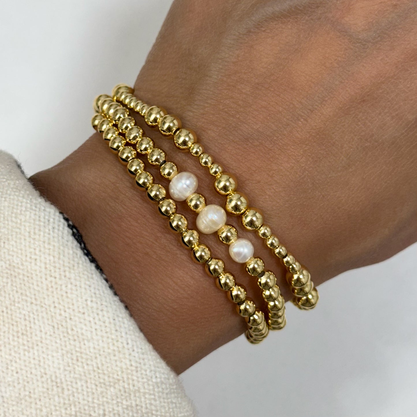 PEARL GOLD BEAD BRACELET SET