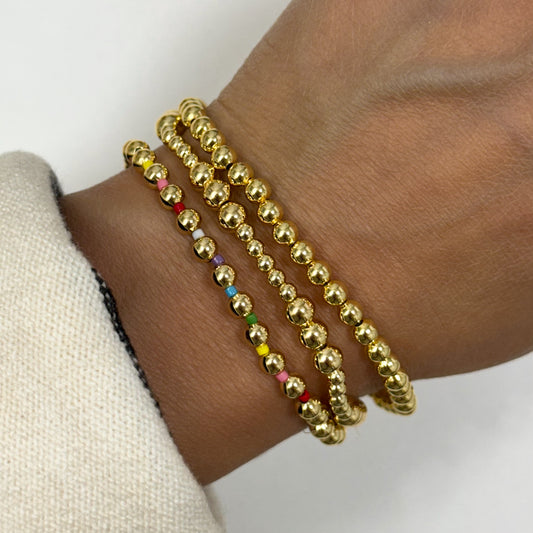 RAINBOW GOLD BEAD BRACELET SET