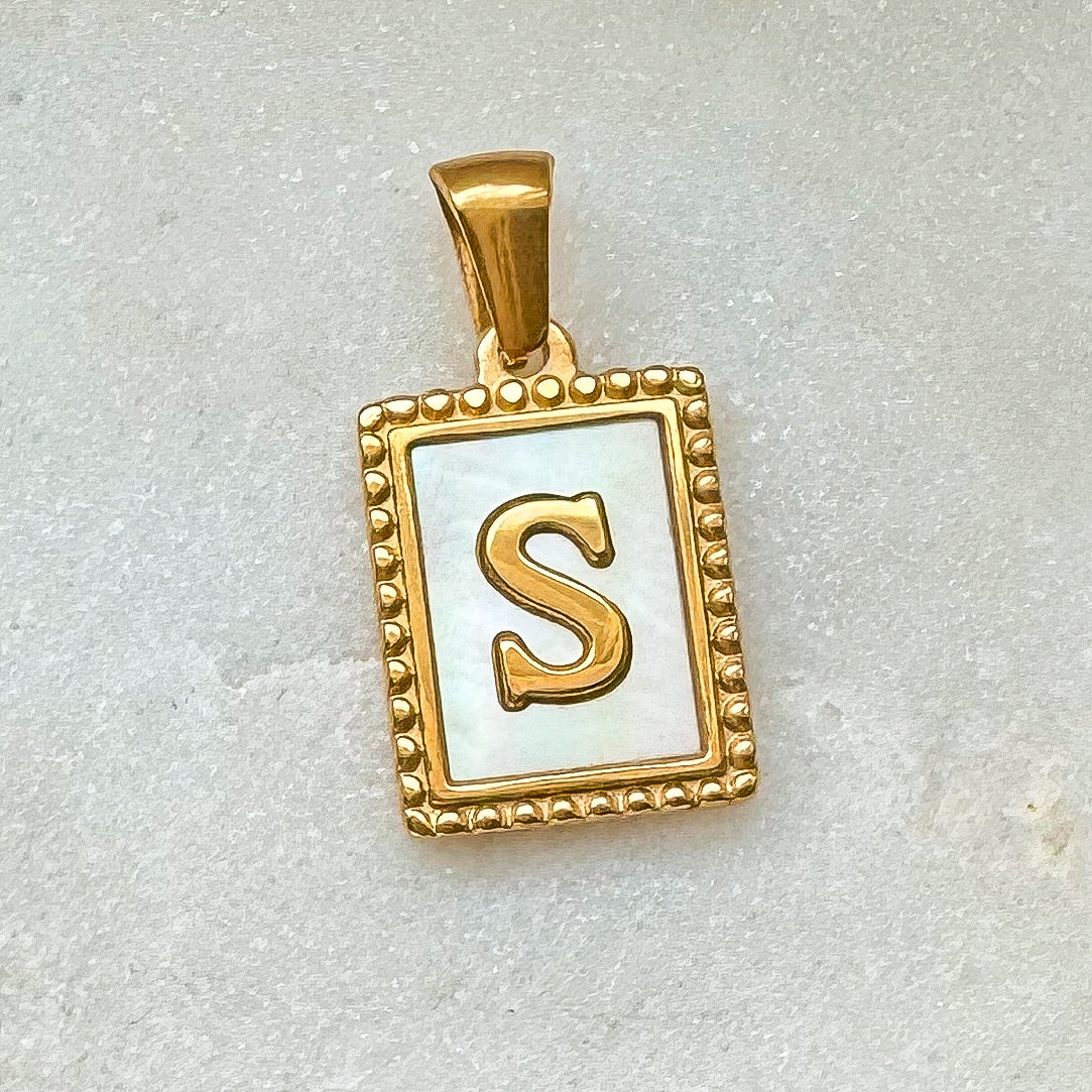 PEARL ANTIQUE INITIAL CHARM