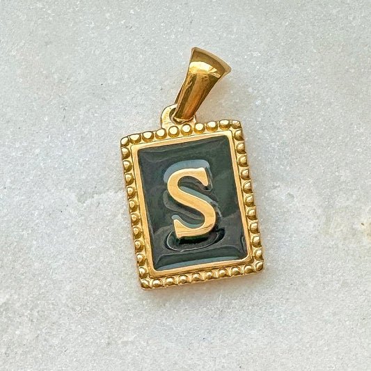 BLACK ANTIQUE INITIAL CHARM