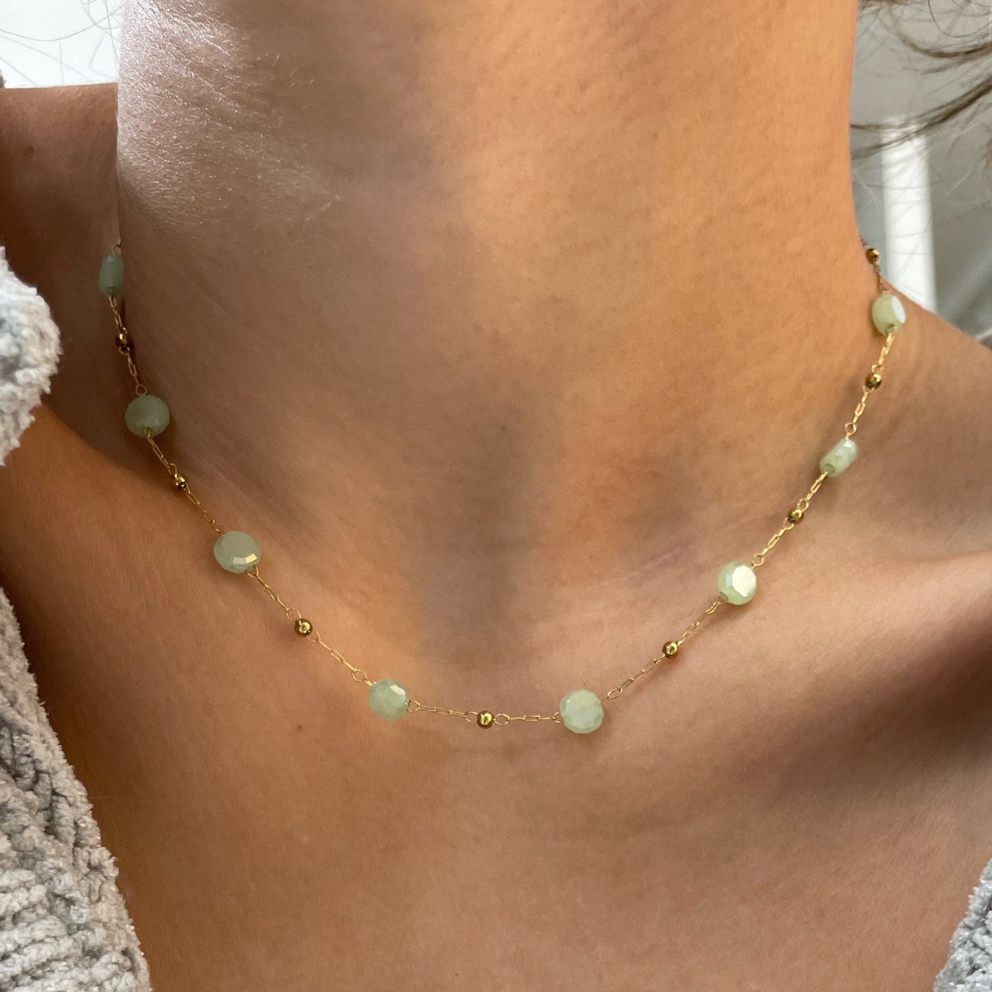 GREEN BEADED NECKLACE