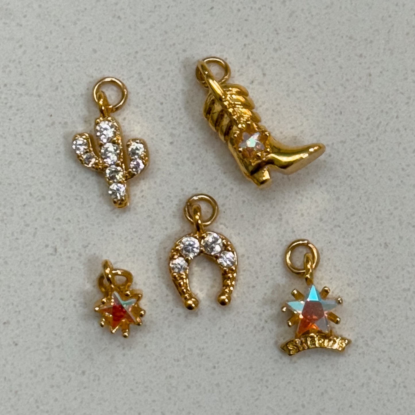 GOLD COWGIRL CHARM SET