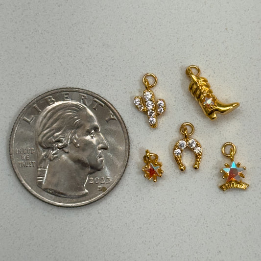 GOLD COWGIRL CHARM SET