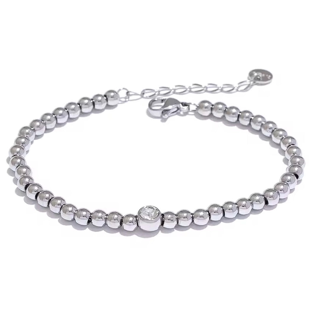 SILVER BEADED BRACELET