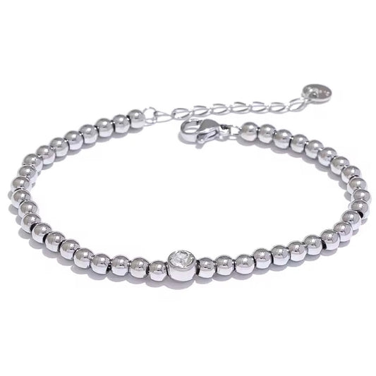 SILVER BEADED BRACELET