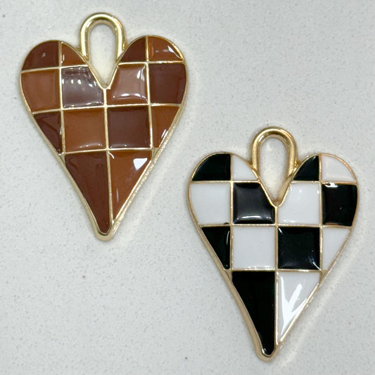 CHECKERED HEART CHARM