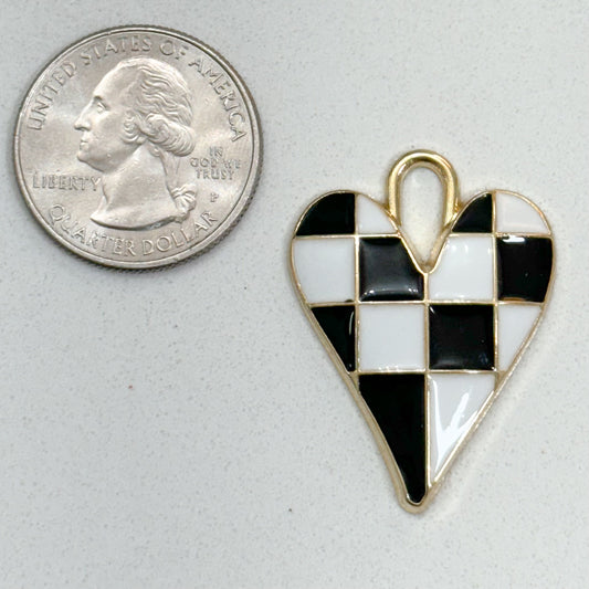 CHECKERED HEART CHARM