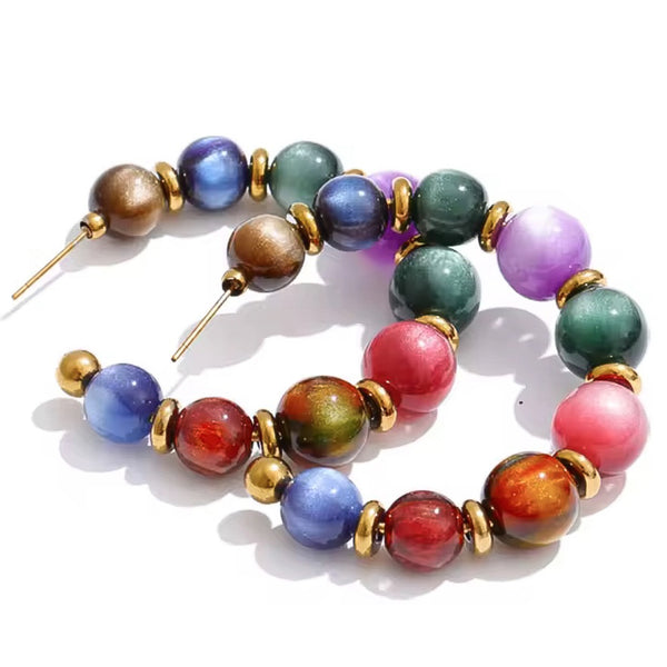 HOLIDAYS BEADED HOOP EARRINGS