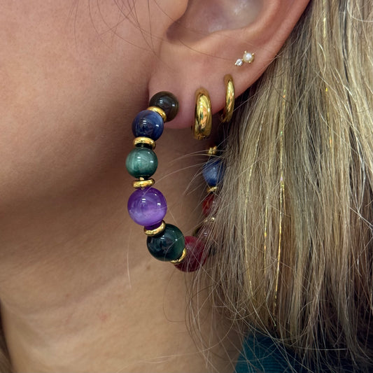 HOLIDAYS BEADED HOOP EARRINGS