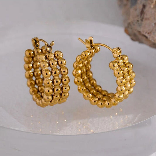 GOLD BEADED HOOPS