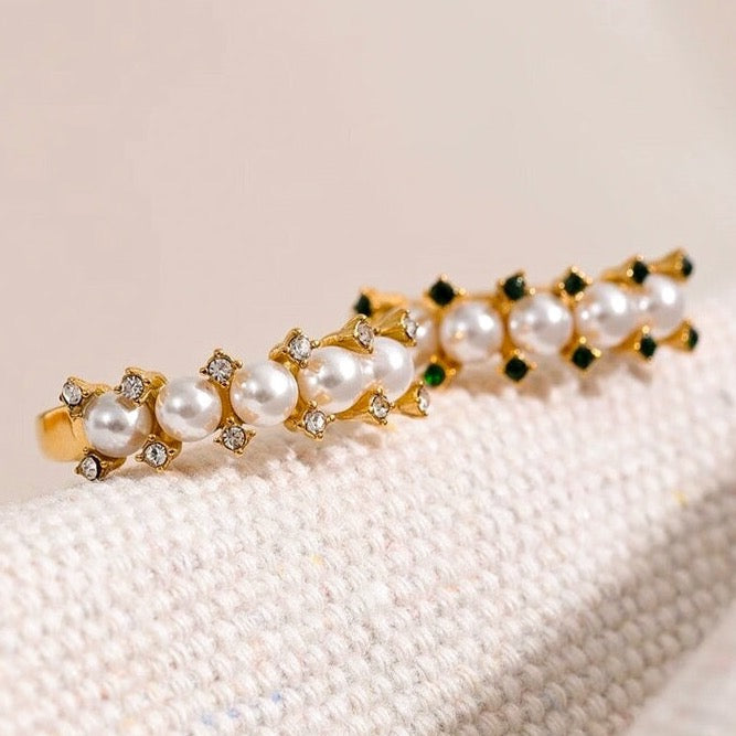 PEARL CZ STUDDED RING