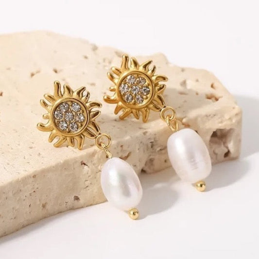 SUN + PEARL EARRINGS