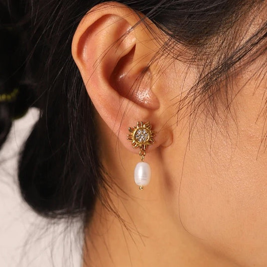 SUN + PEARL EARRINGS