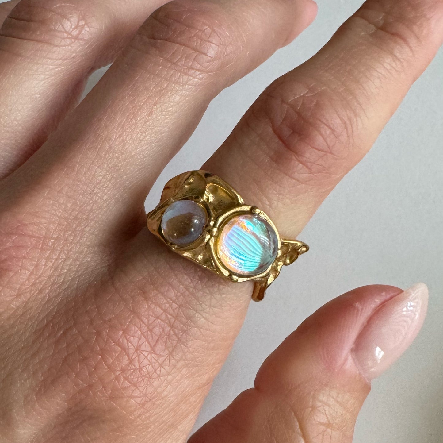 DOUBLE MOON STONE RING