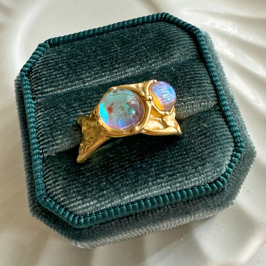 DOUBLE MOON STONE RING